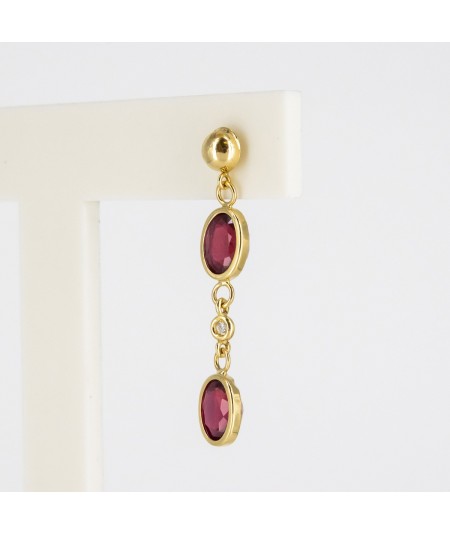 Pendientes de Oro 18kt con Diamantes y Rubí