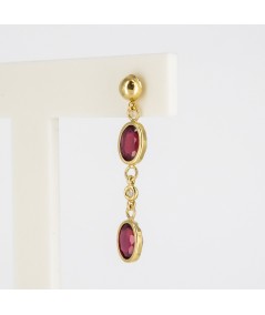 Pendientes de Oro 18kt con Diamantes y Rubí