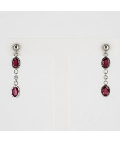 Pendientes de Oro Blanco 18kt con Diamantes y Rubí