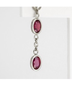 Pendientes de Oro Blanco 18kt con Diamantes y Rubí