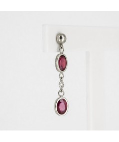 Pendientes de Oro Blanco 18kt con Diamantes y Rubí