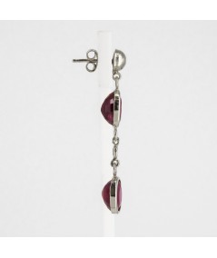 Pendientes de Oro Blanco 18kt con Diamantes y Rubí