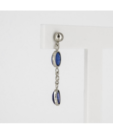 Pendientes de Oro Blanco 18kt con Diamantes y Zafiros