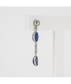 Pendientes de Oro Blanco 18kt con Diamantes y Zafiros