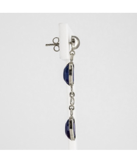 Pendientes de Oro Blanco 18kt con Diamantes y Zafiros
