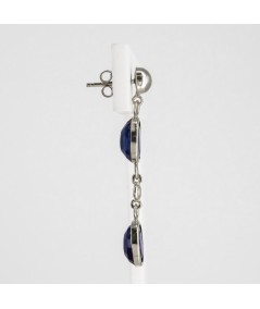 Pendientes de Oro Blanco 18kt con Diamantes y Zafiros