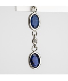 Pendientes de Oro Blanco 18kt con Diamantes y Zafiros
