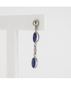 Pendientes de Oro Blanco 18kt con Diamantes y Zafiros