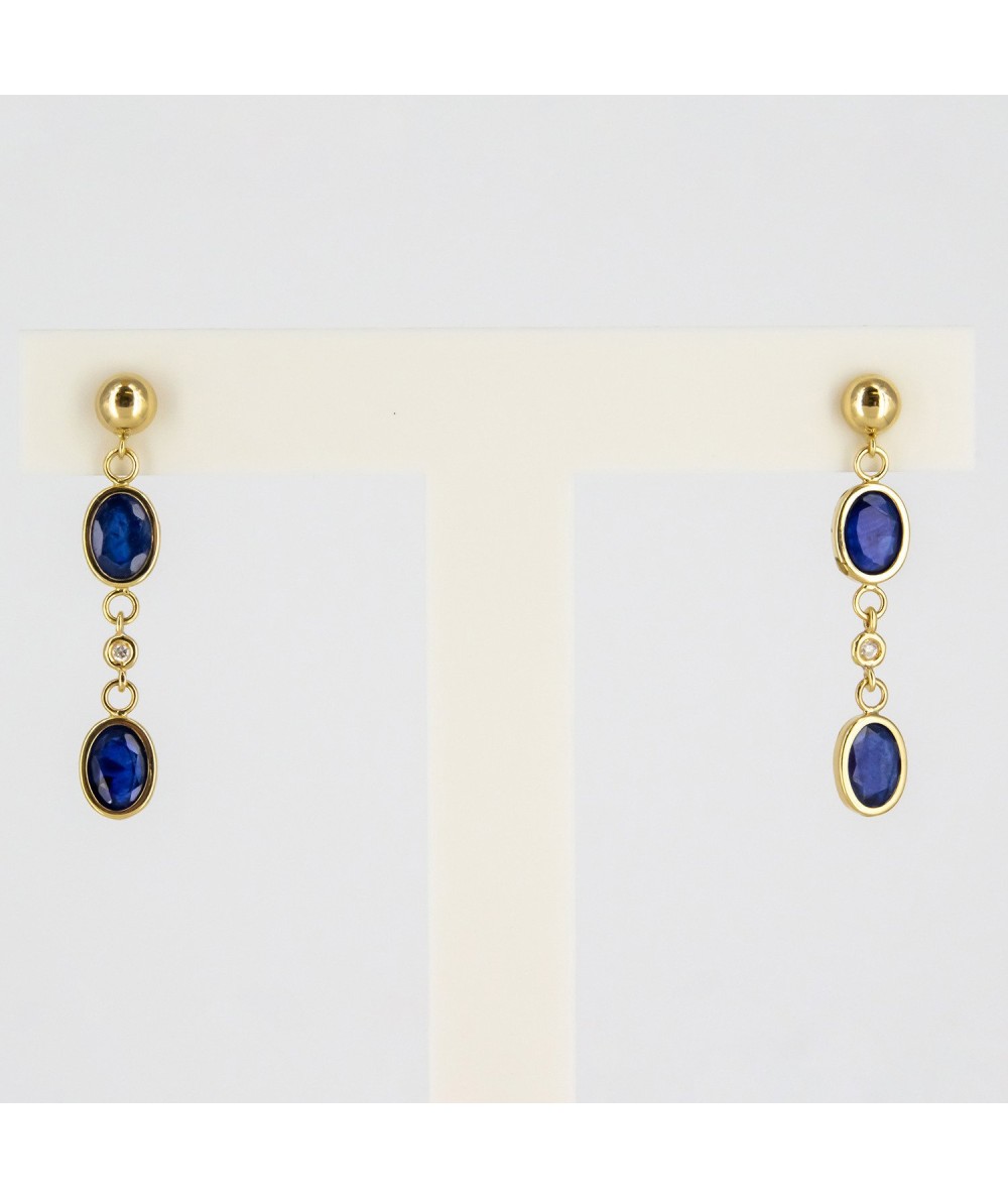 Pendientes de Oro 18kt con Diamantes y Zafiros