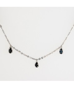 Gargantilla de Oro Blanco 18kt con Zafiro