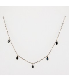 Gargantilla de Oro Blanco 18kt con Zafiro