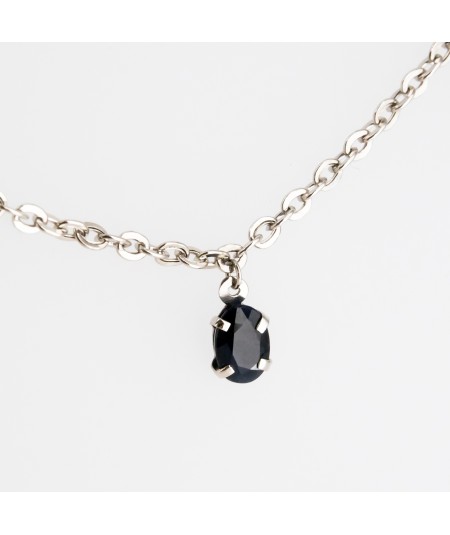 Gargantilla de Oro Blanco 18kt con Zafiro