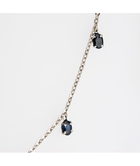 Gargantilla de Oro Blanco 18kt con Zafiro