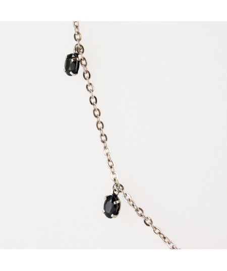 Gargantilla de Oro Blanco 18kt con Zafiro