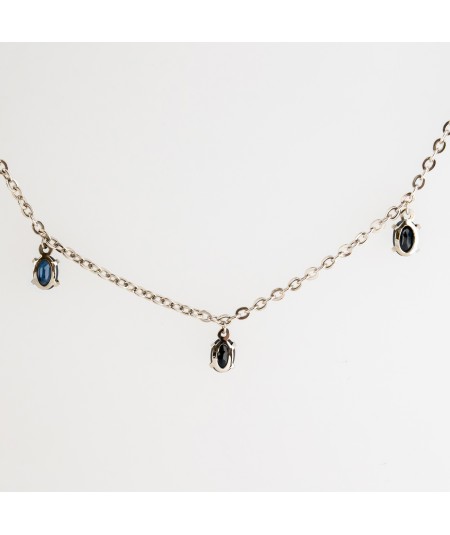 Gargantilla de Oro Blanco 18kt con Zafiro