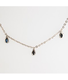 Gargantilla de Oro Blanco 18kt con Zafiro