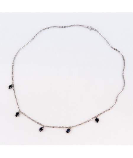 Gargantilla de Oro Blanco 18kt con Zafiro