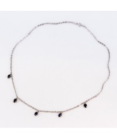 Gargantilla de Oro Blanco 18kt con Zafiro