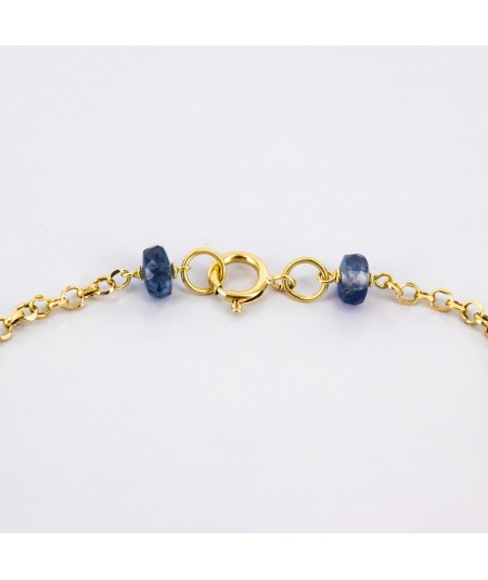 Pulsera de oro 18 kt. con zafiros, amatista, cuarzo y perlas cultivadas