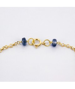 Pulsera de oro 18 kt. con zafiros, amatista, cuarzo y perlas cultivadas