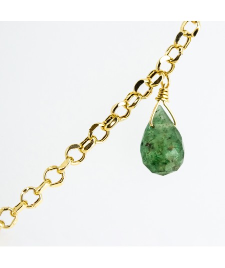 Gargantilla de oro 18 kt. con peridoto, perlas y rubí