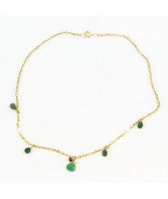 Gargantilla de oro 18 kt. con peridoto, perlas y rubí