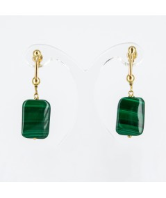 Pendientes de oro 18 kt. con malaquita