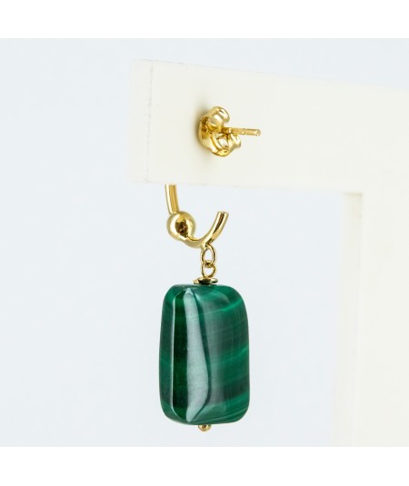 Pendientes de oro 18 kt. con malaquita