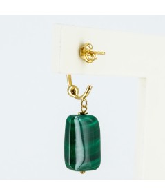 Pendientes de oro 18 kt. con malaquita