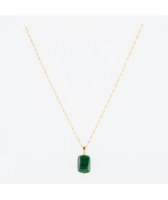 Colgante de malaquita con cadena de oro 18 kt.