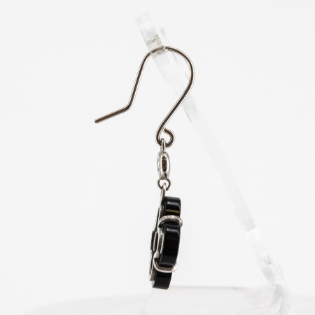 Conjunto de gargantilla y pendientes de oro blanco de 18 kt. con ónix y diamantes talla brillante