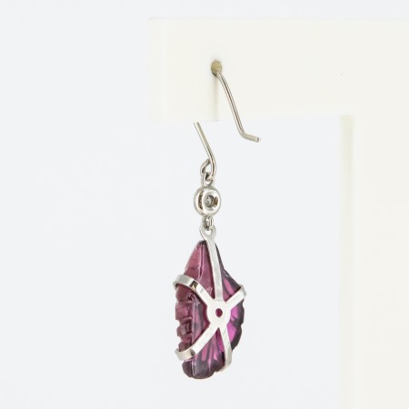 Pendientes de oro blanco con diamantes y turmalinas talladas a mano