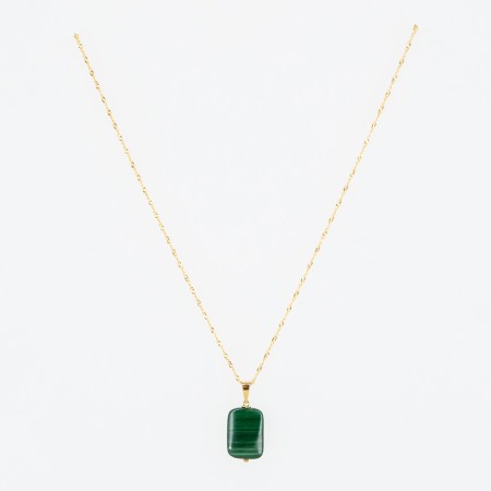 Colgante de malaquita con cadena de oro 18 kt.