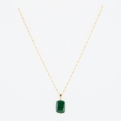 Colgante de malaquita con cadena de oro 18 kt.
