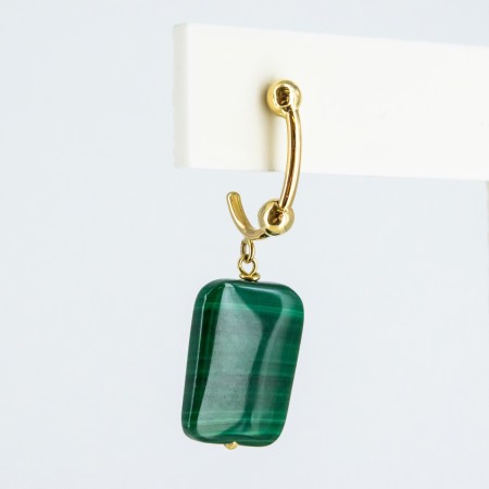 Pendientes de oro 18 kt. con malaquita