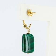 Pendientes de oro 18 kt. con malaquita