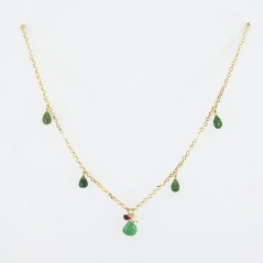 Gargantilla de oro 18 kt. con peridoto, perlas y rubí