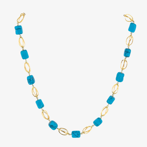 Gargantilla de oro de 18 kt. con turquesas naturales