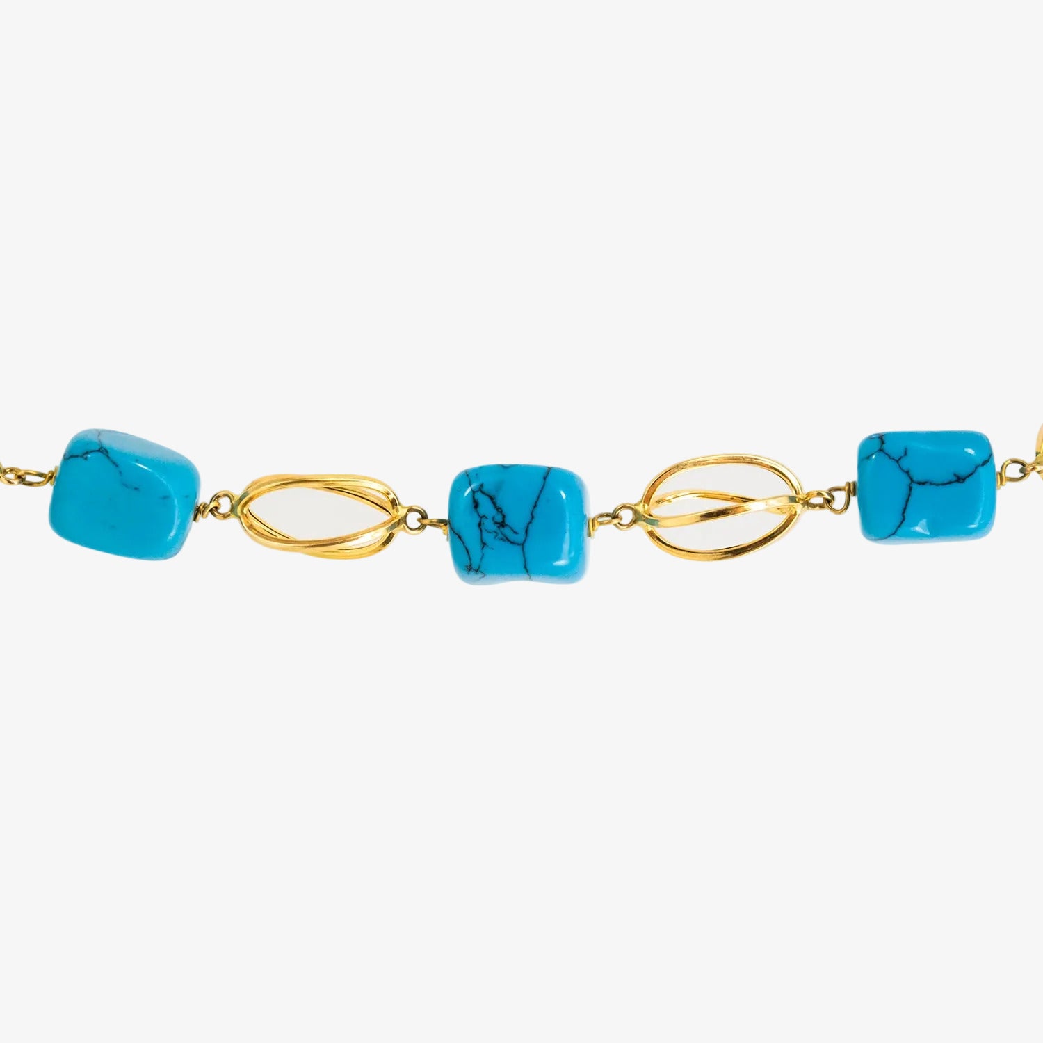 Gargantilla de oro de 18 kt. con turquesas naturales