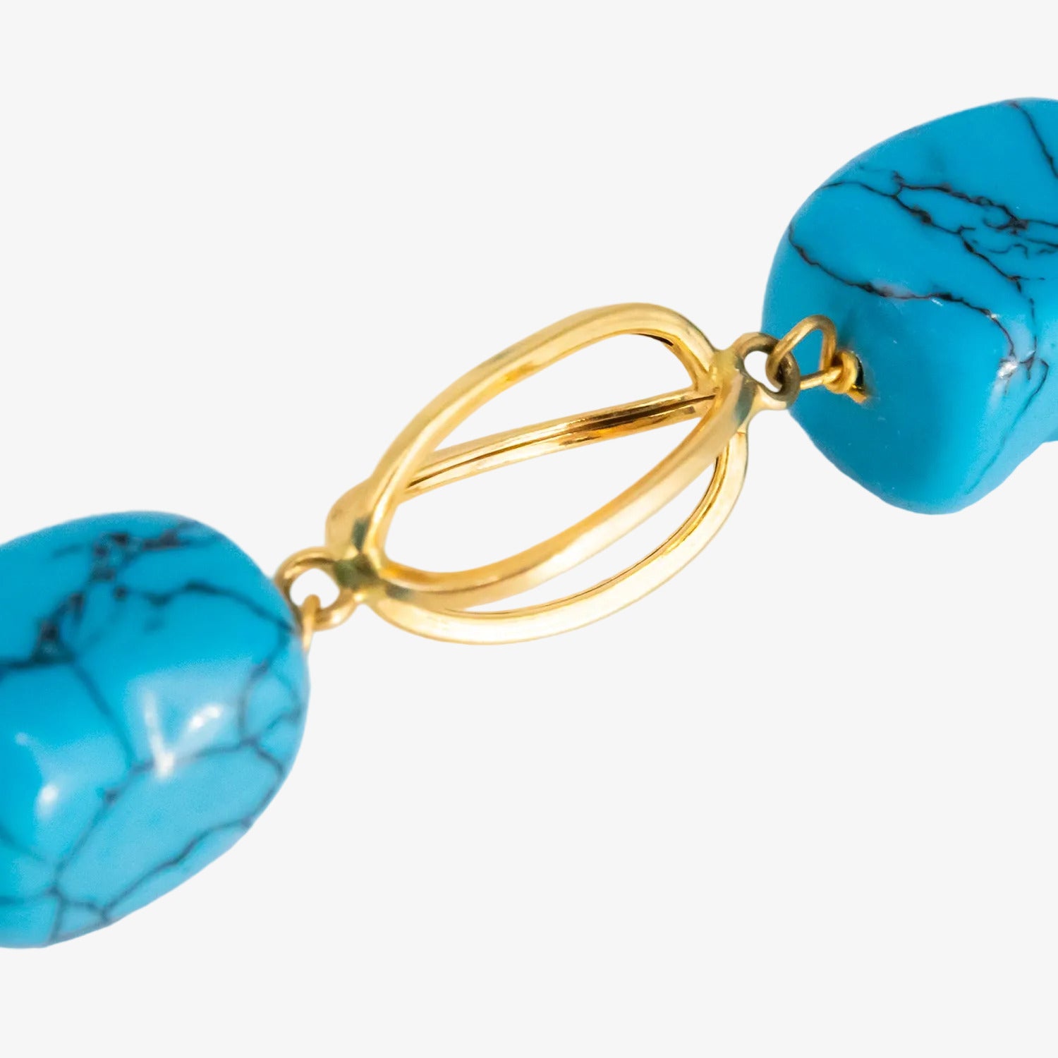 Gargantilla de oro de 18 kt. con turquesas naturales