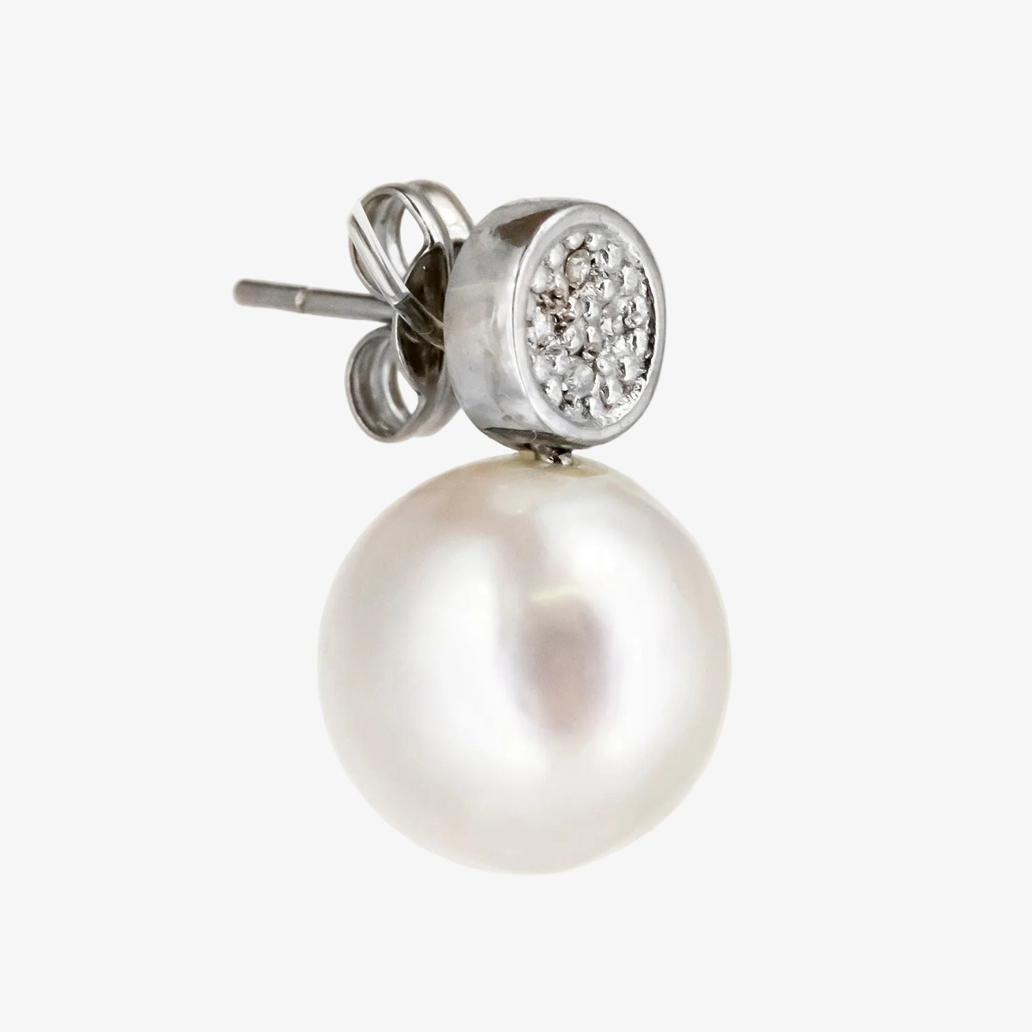 Pendientes de oro blanco de 18 kt. con diamantes talla brillante y perlas australianas