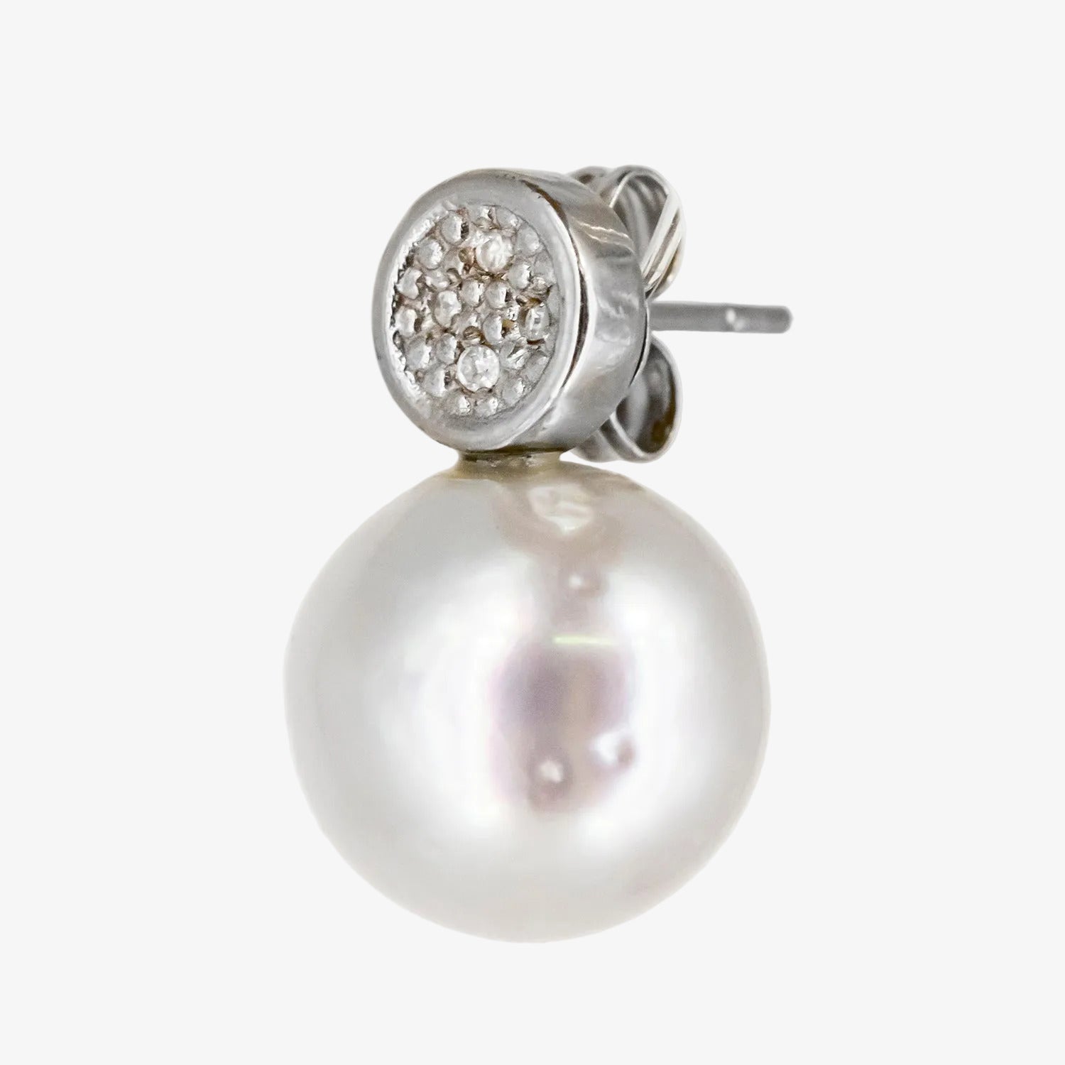 Pendientes de oro blanco de 18 kt. con diamantes talla brillante y perlas australianas