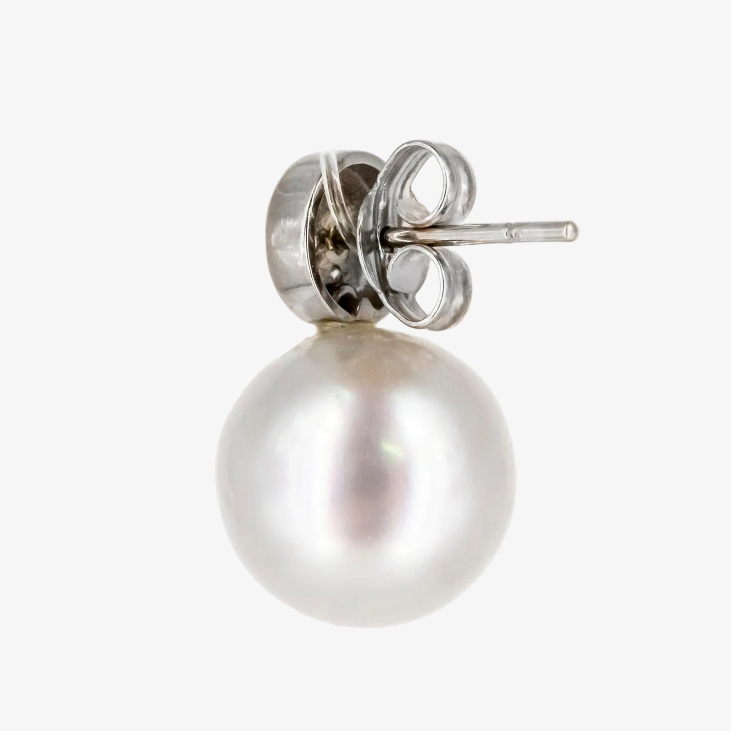 Pendientes de oro blanco de 18 kt. con diamantes talla brillante y perlas australianas