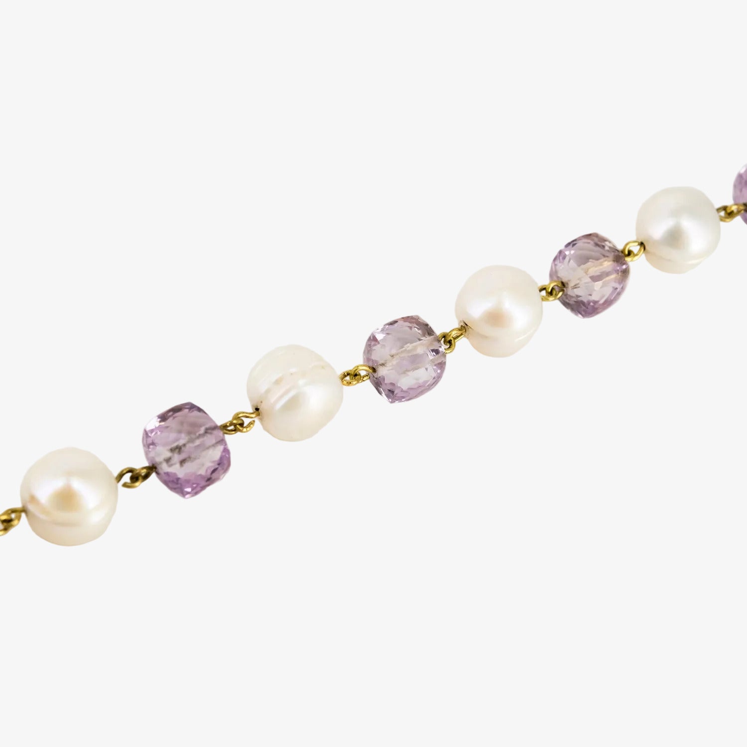 Gargantilla de oro de 18 kt. con perlas cultivadas y amatistas