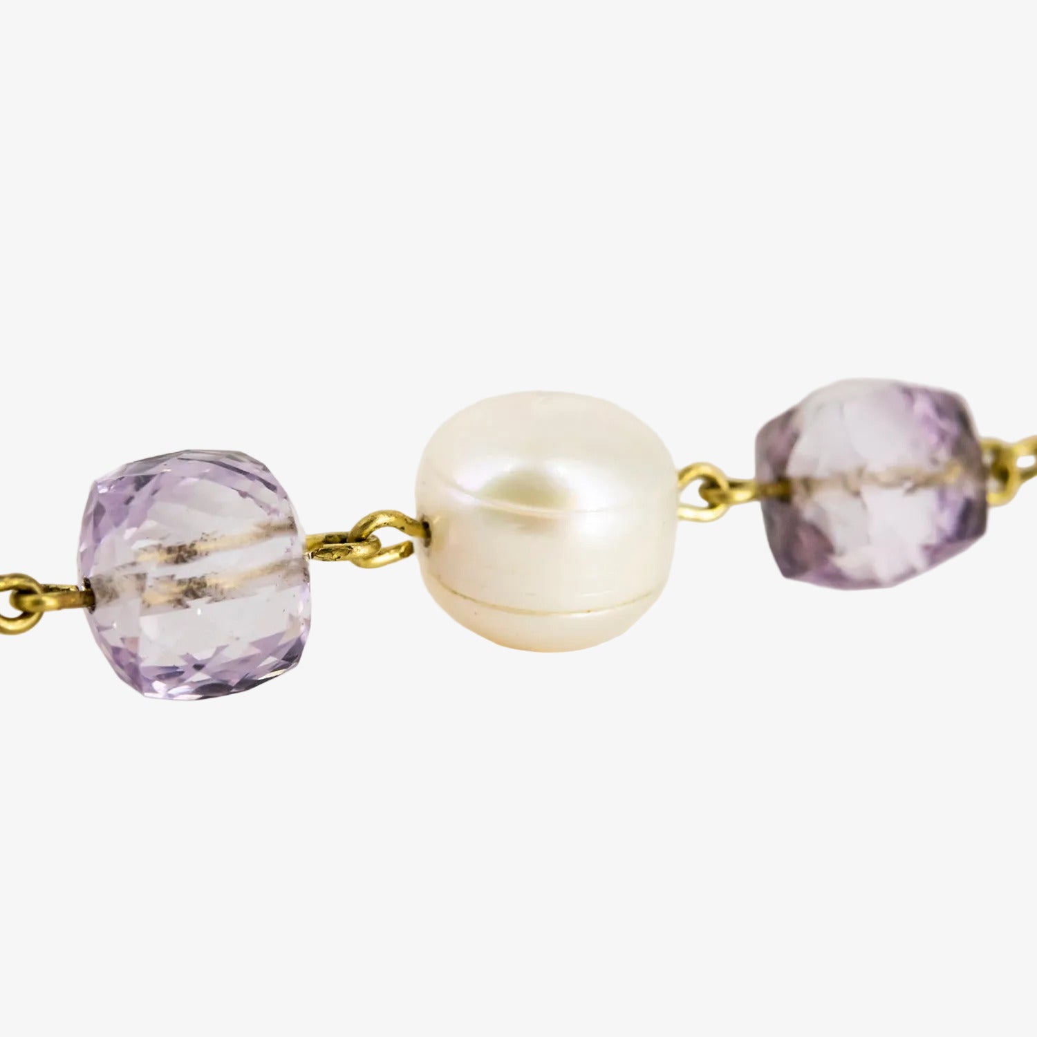 Gargantilla de oro de 18 kt. con perlas cultivadas y amatistas