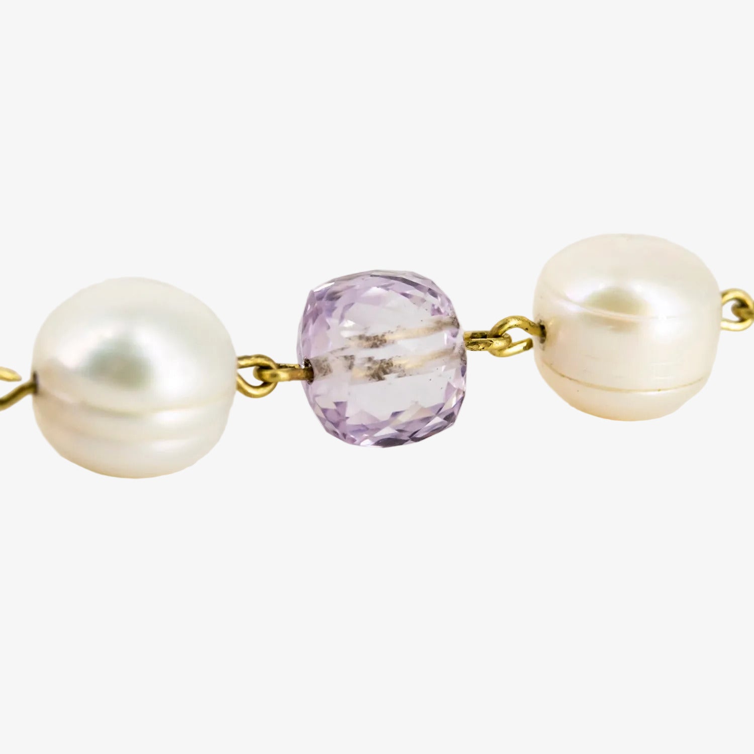 Gargantilla de oro de 18 kt. con perlas cultivadas y amatistas