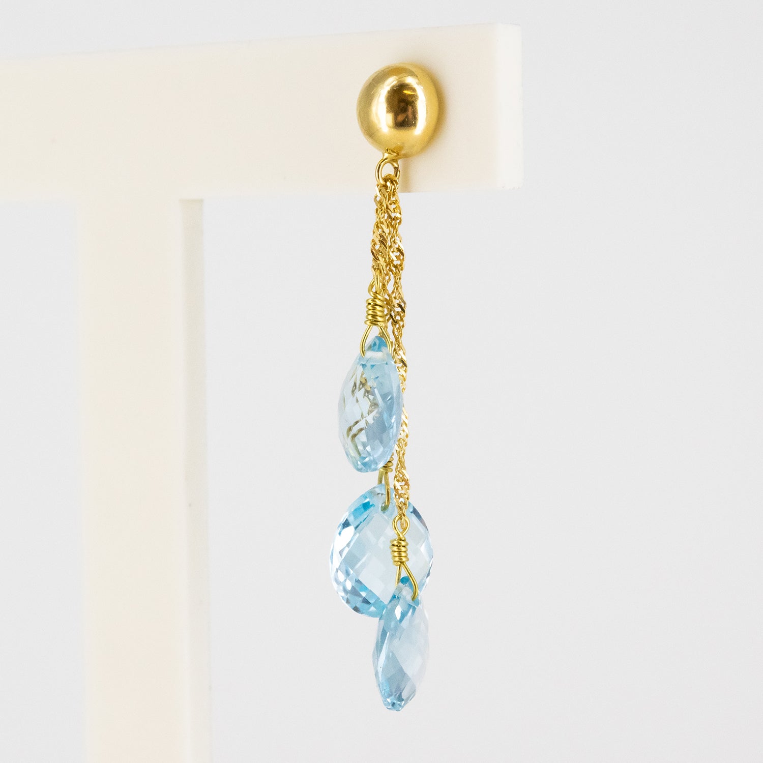Pendientes de oro 18 kt. con topacios azules