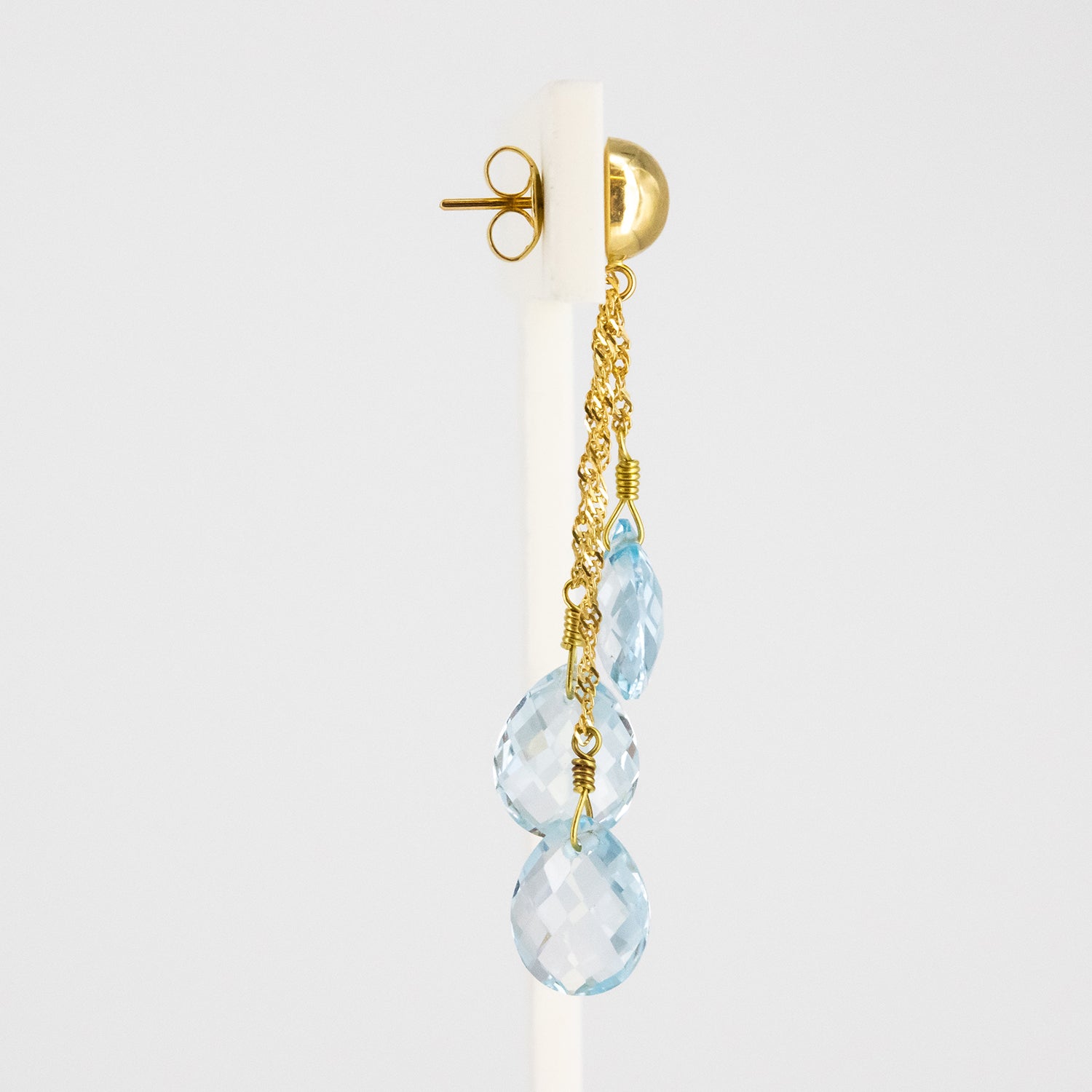 Pendientes de oro 18 kt. con topacios azules