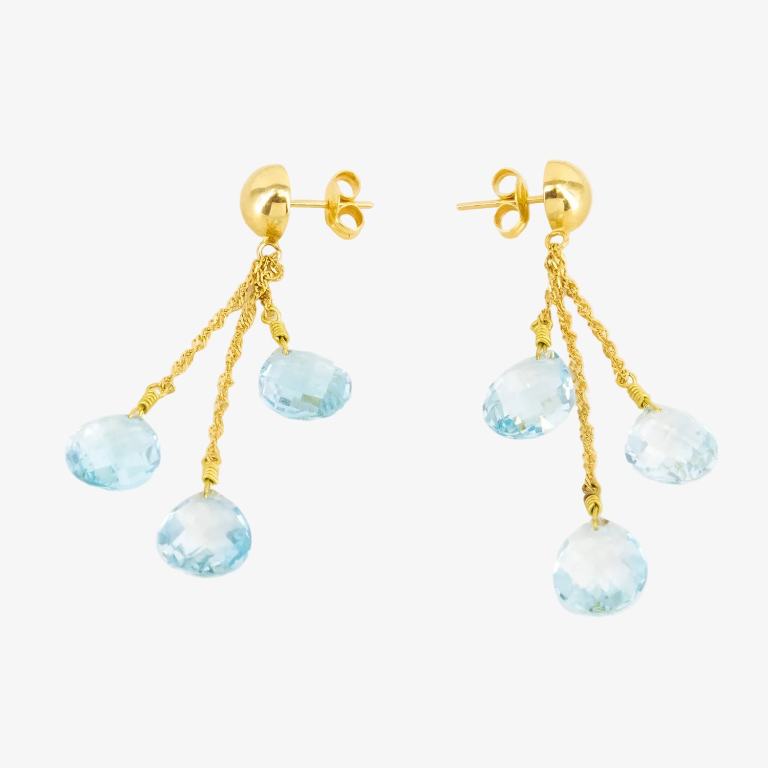 Pendientes de oro 18 kt. con topacios azules