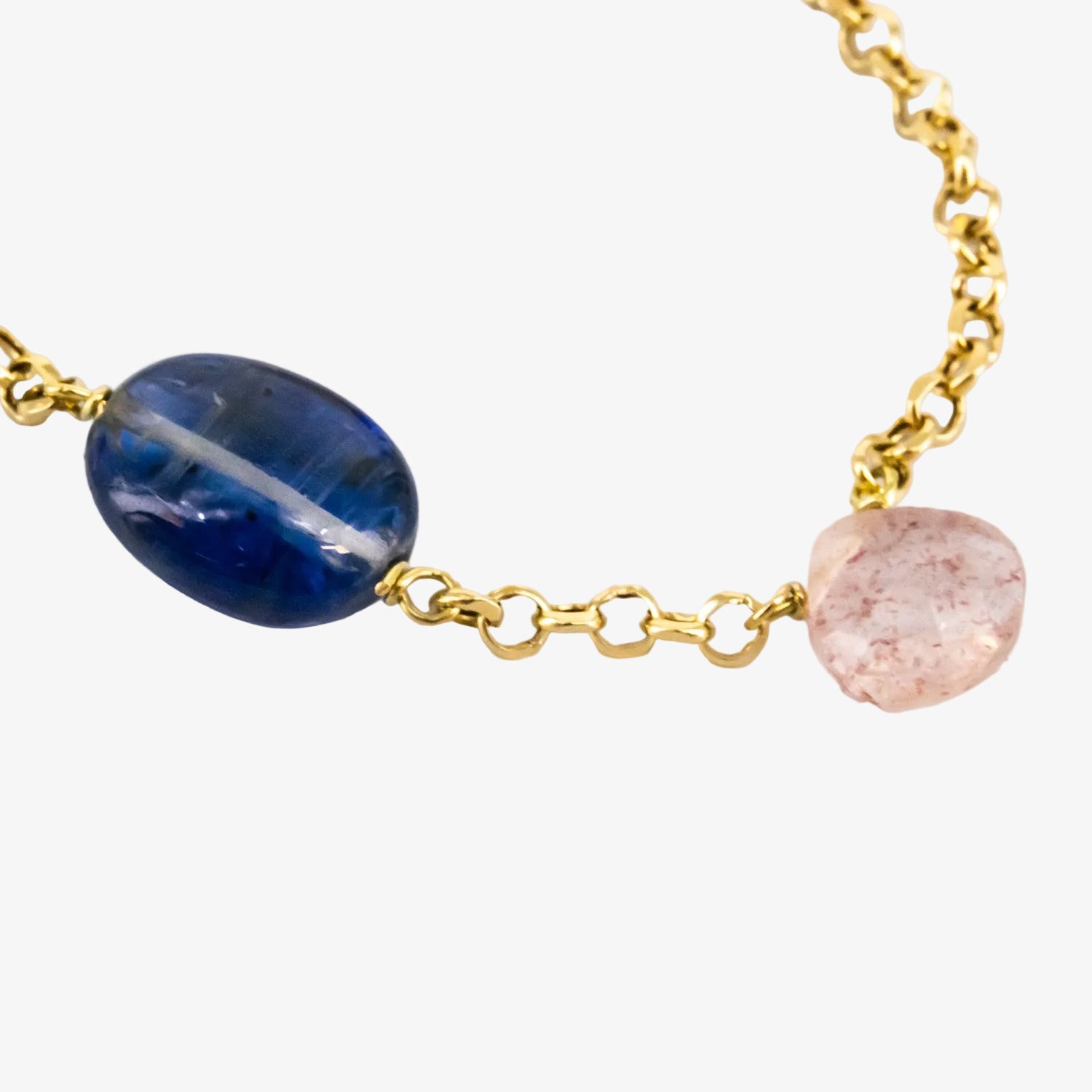Pulsera de oro 18 kt. con zafiros, amatista, cuarzo y perlas cultivadas akoya